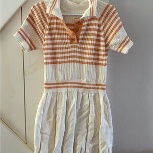 Fin & Vince Girls 6/7 Striped Orange and White Knit Dress, tennis dress style